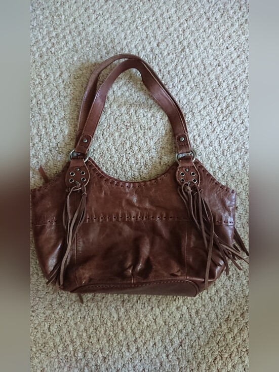 The Sak Handbags - The Sak Indio large brown leather hobo shoulder bag with fringe tassels